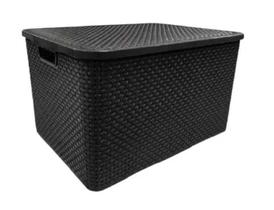 Organizador Rattan 20 L Preto Atacado 5 Unidades Arqplast