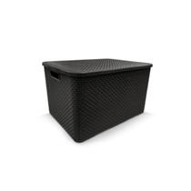 Organizador rattan 7l preto armazenamento com tampa