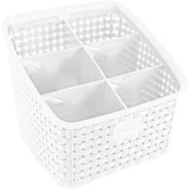 Organizador Rattan com 6 Divisórias Branco