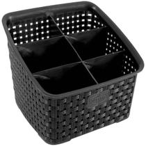 Organizador Rattan com 6 Divisórias Preto