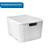 Organizador Rattan Com Tampa 15 Litros Arqplast Branco Organizador Rattan Com Tampa 15 Litros Arqplast Branco