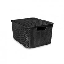 Organizador rattan com tampa preto 7 litros