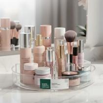 Organizador Redondo Giratório de Acrílico 34cm Maquiagem e Cosméticos