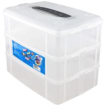 Organizador Retangular Triplo 6 Lts Transp. C/ Trava e Alça