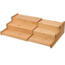 Organizador Retratil De Temperos 3 Niveis Escadinha De Bambu