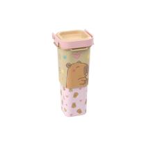 Organizador Retrátil Porta-Lápis e Caneta com Suporte p/ Celular Stitch e Capivara - Plasútil