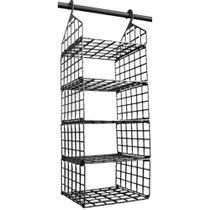 Organizador Roupa Armário Suspenso Dobrável Vertical 5 Níveis Telado Preto