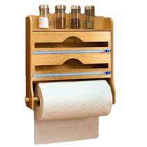 Organizador Rustico Porta Papel Toalha Aluminio de Bambu - Y888 Organizador Rustico Porta Papel Toalha Aluminio de Bambu - Y888