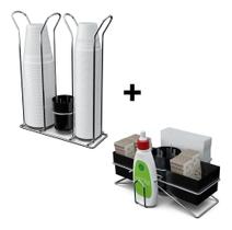 Organizador Sache Açúcar Escritório + Porta Copos Cromado Organizador Sache Açúcar Escritório + Porta Copos Cromado