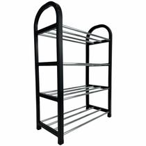 Organizador Sapateria 4 Prateleiras Suporte Calçados Livros Desmontável Metal Plástico Pequena 37,5x55x18cm