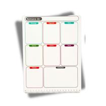 Organizador Semanal de Geladeira Planner Magnético Com régua e Caneta Escreve Apaga