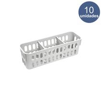 Organizador Slim com Divisórias 1,3L Kit 10 Cor Branco