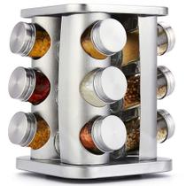 Organizador Spice Rack TINMIX giratório com 12 potes de aço inoxidável