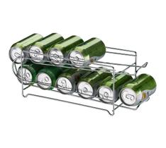 Organizador Suporte de Latas Cromado 12 Unidades Aço Cozinha Geladeira Future