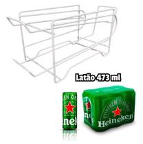 Organizador Suporte Para Latão Geladeira Porta Latinha Aramado Cor Branco 10 latas 473 ml