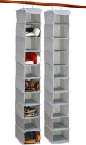 Organizador suspenso Simple Houseware, pacote com 2, 10 prateleiras, cinza