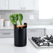 Organizador Talheres Multiuso Alça Madeira 21cm Mesa Bancada Cozinha Suporte Elegante Prático Luxo Organizador Talheres Multiuso Alça Madeira 21cm Mesa Bancada Cozinha Suporte Elegante Prático Luxo