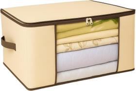 Organizador Tnt Caixa Closet Roupa Cama Edredom Toalha 60cm Bege