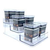 Organizador Triplo + 6 Potes Herméticos Temperos Tampa 180ml