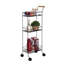 Organizador Triplo Carrinho Multiuso 3 Prateleiras E Rodas