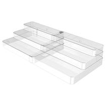 Organizador Triplo Multinível Para Geladeira Bancada Armário Cozinha 3 Andares Porta Temperos Mantimentos Alimentos Multiuso Transparente Clear