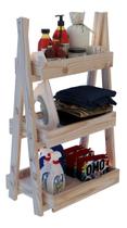 Organizador Triplo P/ Lavanderia Objeto Em Geral, Movel Pinus