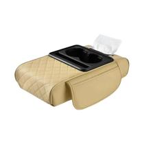 Organizador Universal De Couro PU Para Apoio De Braço De Carro Com Porta-Copos, Compartimento Para