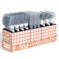 Organizador Utensil Caddy Exquisite com conjunto de talheres transparente Organizador Utensil Caddy Exquisite com conjunto de talheres transparente
