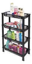 Organizador Vertical 4 Andares Preto Multiuso Porta Produtos De Limpeza De Banheiro