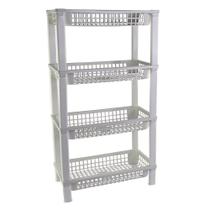 Organizador Vertical Branco com 04 Andares Fruteira Multiuso