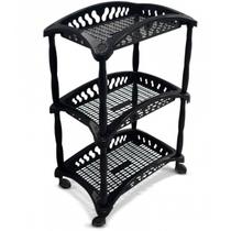 Organizador Vertical Plástico 100% Reciclado Cor Preta 4 Rodinhas Resistente Fruteira Prateleira Telado