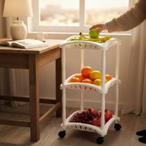 Organizador Vertical Triplo Fruteira 3 Andares Branco Suporte Cozinha Aramado Organizador Vertical Triplo Fruteira 3 Andares Branco Suporte Cozinha Aramado