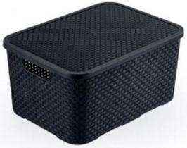 Organizadora Rattan Com Tampa 15Lts Preto 25593