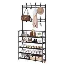 Organizadora Sapateira Cabeiro Arara 15 Pares Sapatos 5 Prateleiras 8 Ganchos Duplos Roupas Bolsas Multifuncional Rack Multiuso