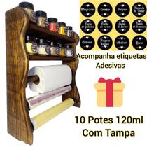 Organizadores de Cozinha com 10 Potes e Suporte para Papéis