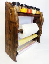 Organizadores de Cozinha em Madeira e Porta Papel Toalha + Porta Papel Alumínio + Porta Sufilm Organizadores de Cozinha em Madeira e Porta Papel Toalha + Porta Papel Alumínio + Porta Sufilm