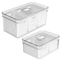 Organizadores de Geladeira Legumes Saladas Frutas 2,2L e 5L Caixas Clear Fresh Ou Cestos Internos