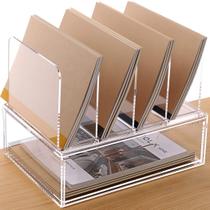 Organizadores de mesa e acessórios Hezone, organizador de mesa de acrílico com gaveta, organização de armazenamento de material de escritório, organizador de arquivos de acrílico transparente para mesa 1 pacote