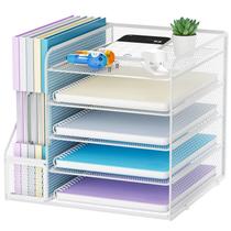 Organizadores de mesa Marbrasse, bandeja para cartas em papel de 5 camadas, branca Organizadores de mesa Marbrasse, bandeja para cartas em papel de 5 camadas, branca