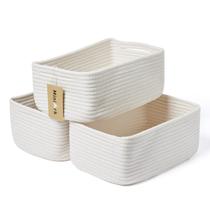 Organizadores de Prateleira MiniArk - Kit com 3 Cestos de Armazenamento Brancos