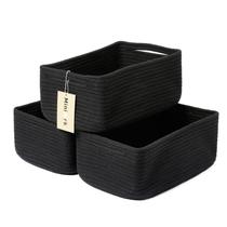 Organizadores de Prateleira MiniArk - Kit com 3 Cestos de Armazenamento Pretos