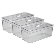 Organizadores Grande 6,8L Acrilico Com Tampa e Telas - 3 UN Organizadores Grande 6,8L Acrilico Com Tampa e Telas - 3 UN