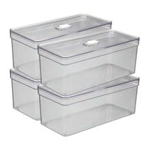 Organizadores Grande 6,8L Acrilico Com Tampa e Telas - 4 UN