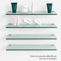 Organize com Estilo! Kit com 4 Prateleiras de Vidro Verde 40x10 cm