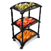 "Organize suas frutas de forma prática e elegante com nosso Organizador Vertical Triplo. Fruteira preta em 3 andares."