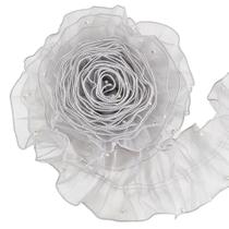 Organza plissada Ribbon Trim GORGECRAFT de 4,5 polegadas, cinza claro