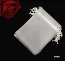 Organza Saquinho 10x15 - Branco 100 Unidades com Fita cetim Organza Saquinho 10x15 - Branco 100 Unidades com Fita cetim
