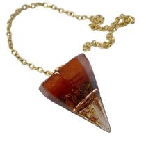 Orgonite Pêndulo Abertura de Prosperidade Olho de Tigre Ouro