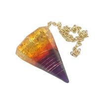 Orgonite Pêndulo Ametista com Folha de Ouro - Saint Germain