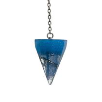 Orgonite Pêndulo Cianita Azul e Prata Arcanjo São Miguel